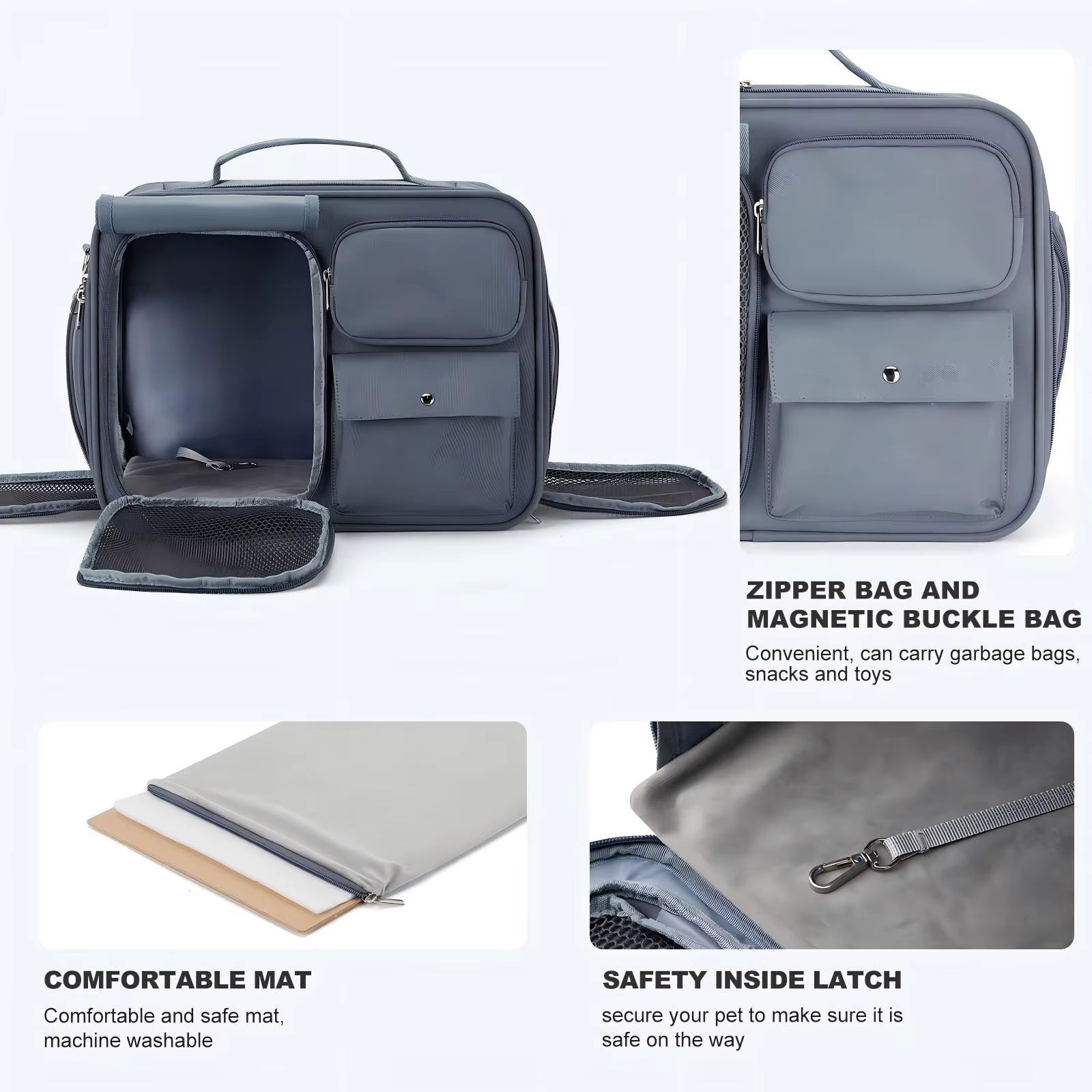 Bolsa de Transporte para Mascotas, Bolsa de Viaje para Mascotas, Transportador para Gatos y Cachorros de hasta 7 kg, Bolsa de Viaje Plegable, Bolsa con Ventanas de Malla para Mascotas Pequeñas — imagen 4