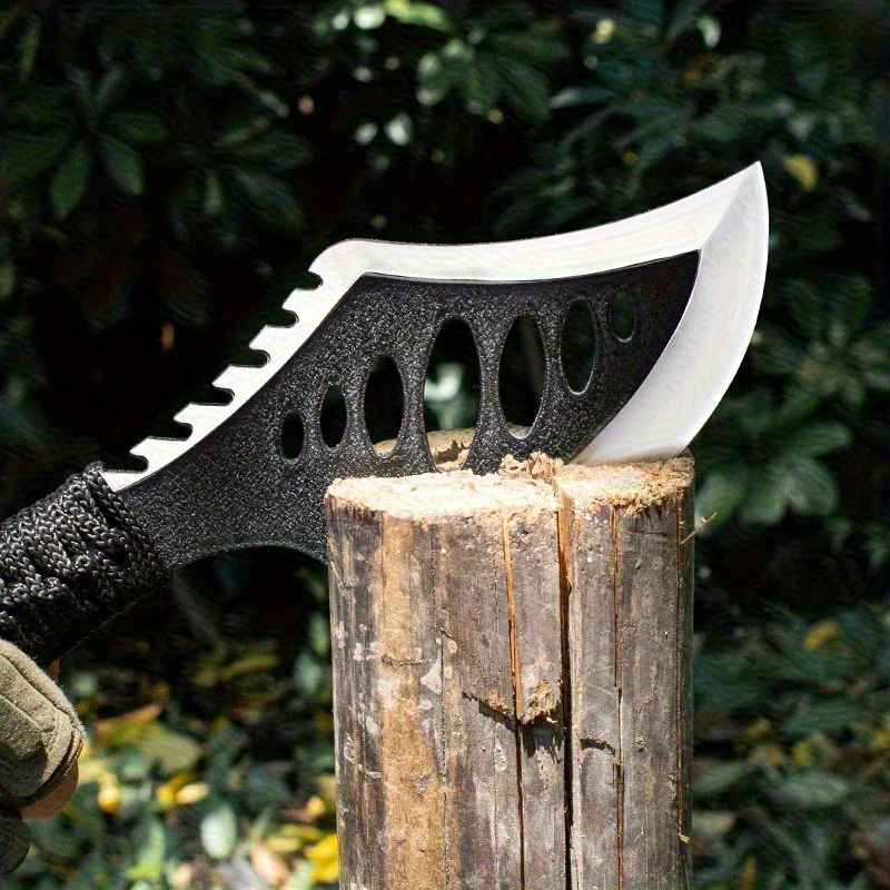 Portable Outdoor Jungle Camping Axe & Knife - Non-Slip Handle, Full Tang Stainless Steel Blade (58HRC) with Nylon Sheath, 27CM H — image 1