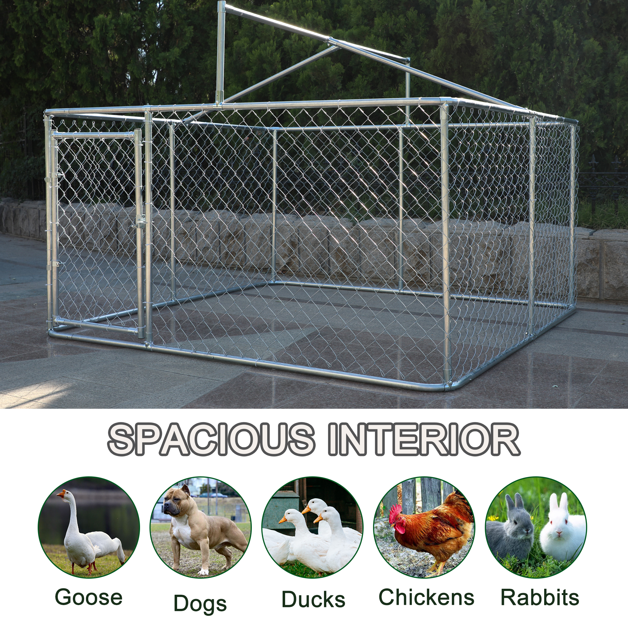 Cubo de Perro Exterior Grande Resistente con Sombrilla Cierre para Perros Jaula de Ejercicio — imagen 6