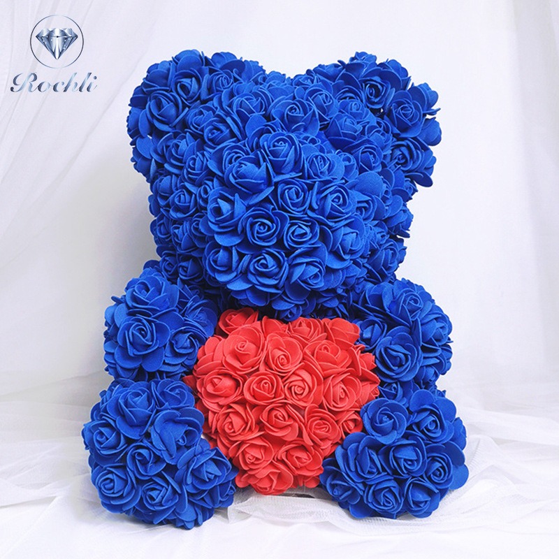 Ramo de rosas simuladas de oso que abraza el corazón, regalo de cumpleaños para ositos de peluche — imagen 19