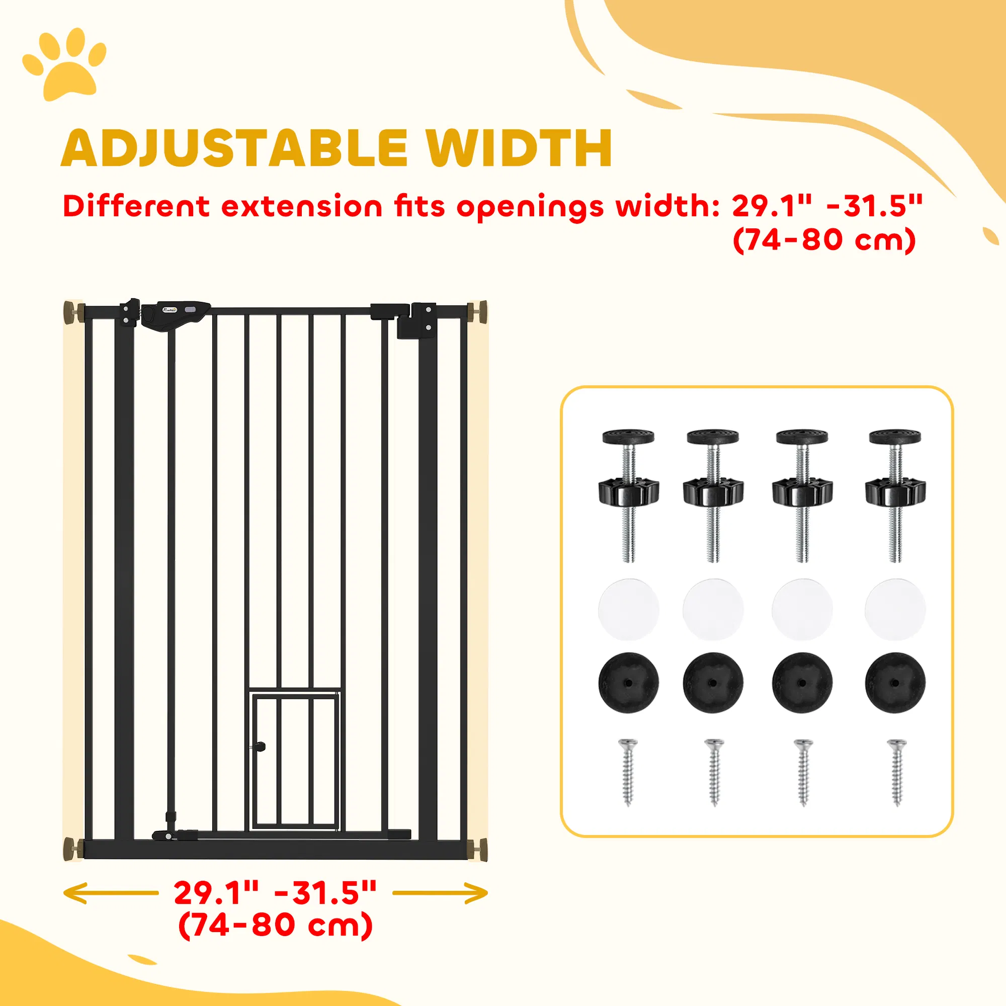 41" Easy Open Indoor Dog Gates for Doorways, House, Stair - Black — image 5