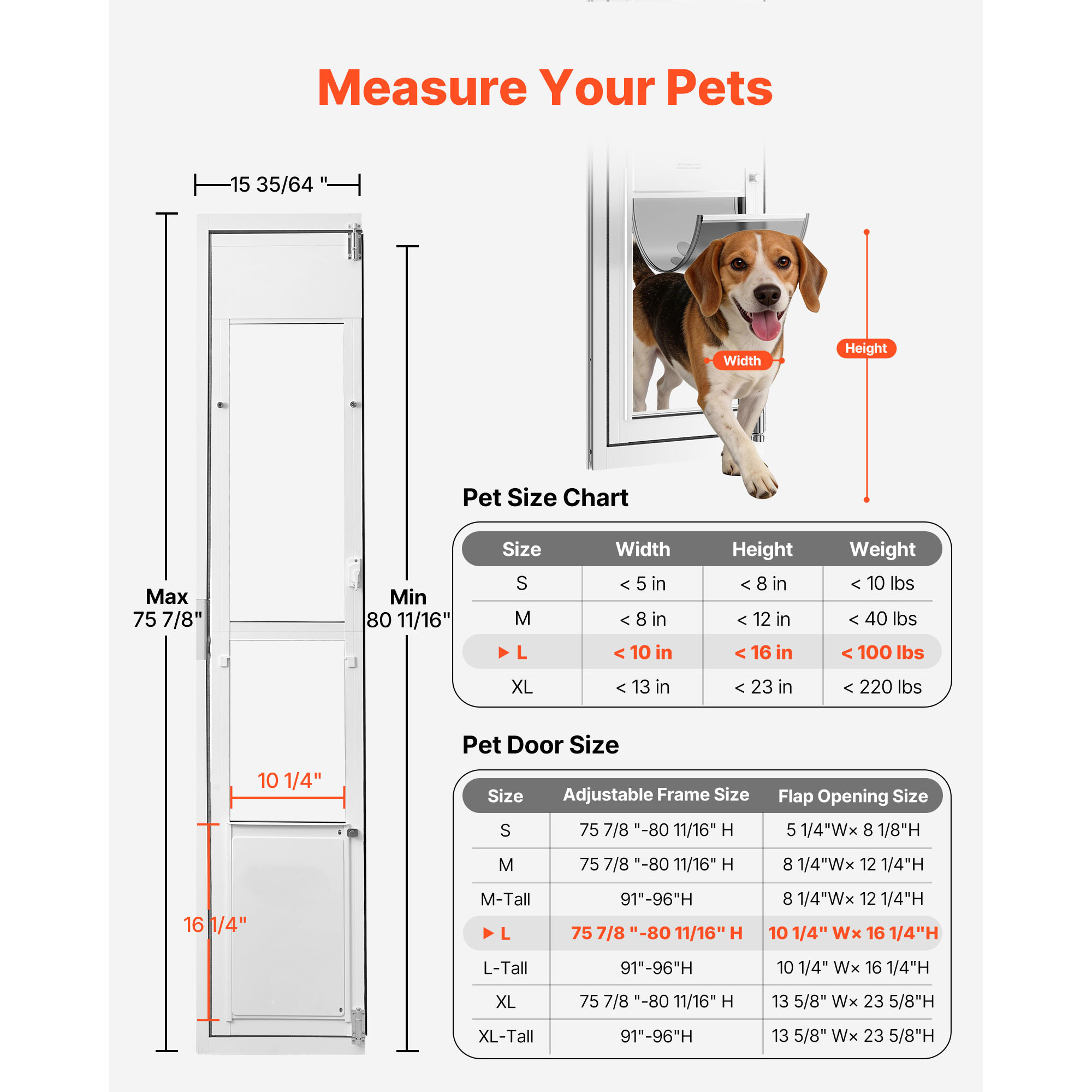 Puerta para Perros de Puertas de Vidrio Deslizantes, Altura Ajustable 75.7-80.11 cm, Estructura de Aluminio con Ala y Cerradura, Diseño para Perros Grandes, Ideal para Inquilinos — imagen 5