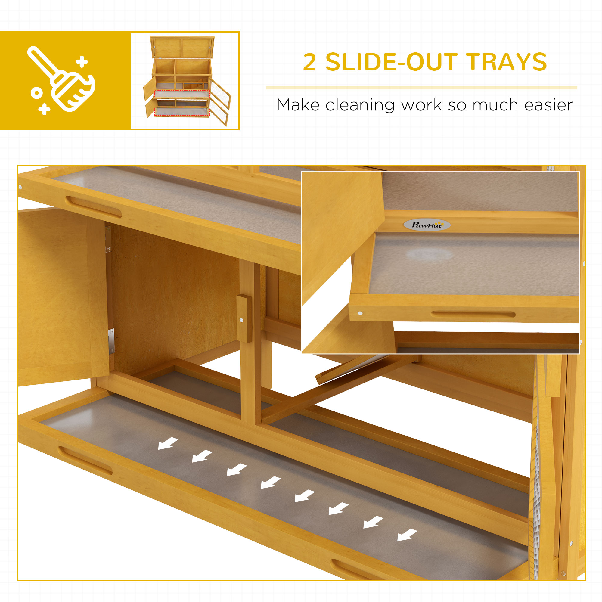 Caja para Conejos de Madera con Rampa, Interior/Exterior, Amarillo — imagen 8