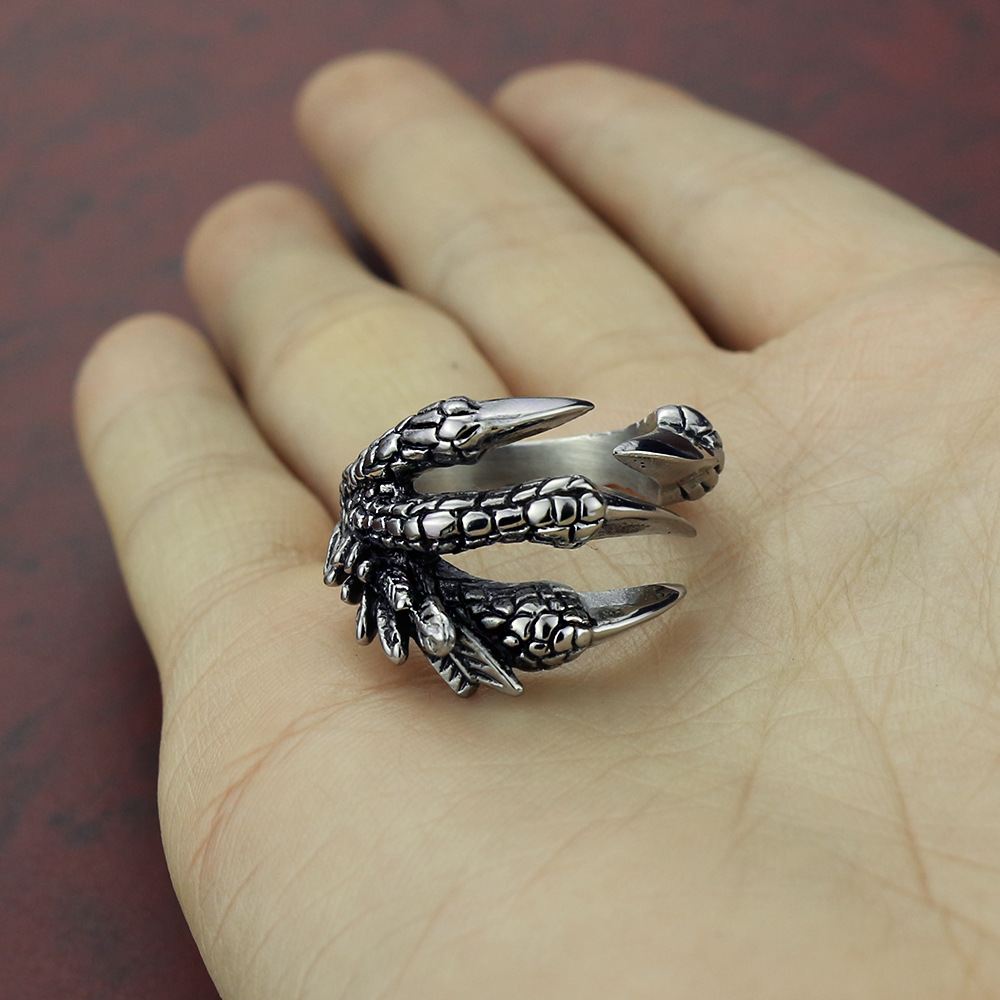 Anillo Dragón de Titanio y Acero Inoxidable con Garras Afiladas, Anillo Abierto para Animales — imagen 2