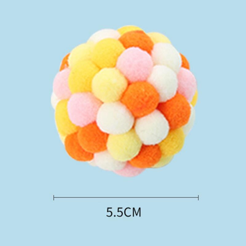 Pet Supplies Cat Self-excited Ball Funny Cat Ball Plush Bell Ball Multicolor Stitching Christmas Color Cat Throwing Toys — image 3