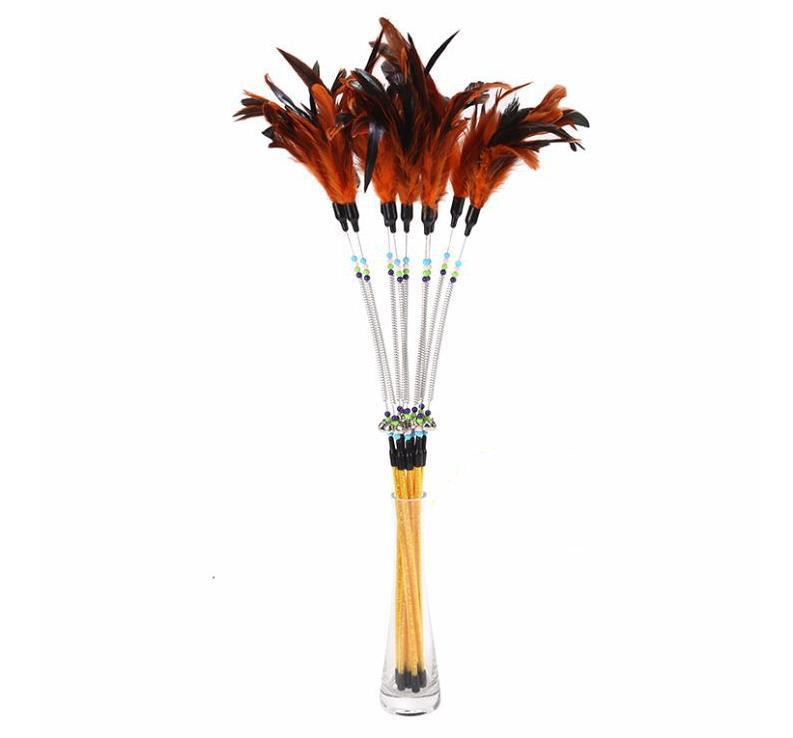 Spring bells, color beads, cat stick, feather cat stick, cat supplies, cat toys — image 4