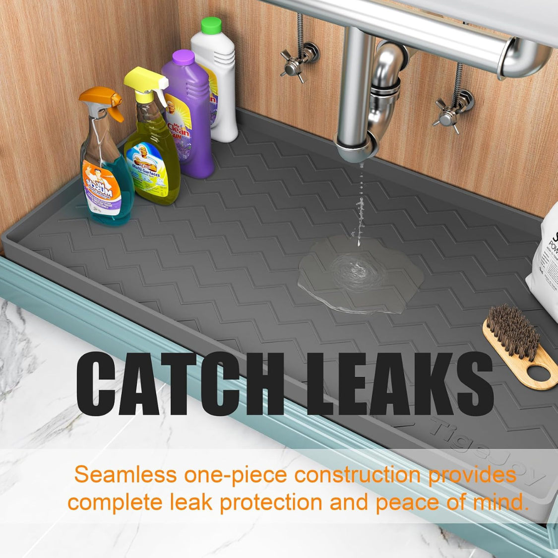 Under Sink Mats For Kitchen Waterproof, Leak-Proof Silicone Mat Sink Protector And Cabinet Liner, Kitchen Essentials Organizer And Storage, Boot Or Shoe Tray, Pet Feeding Mat — image 7