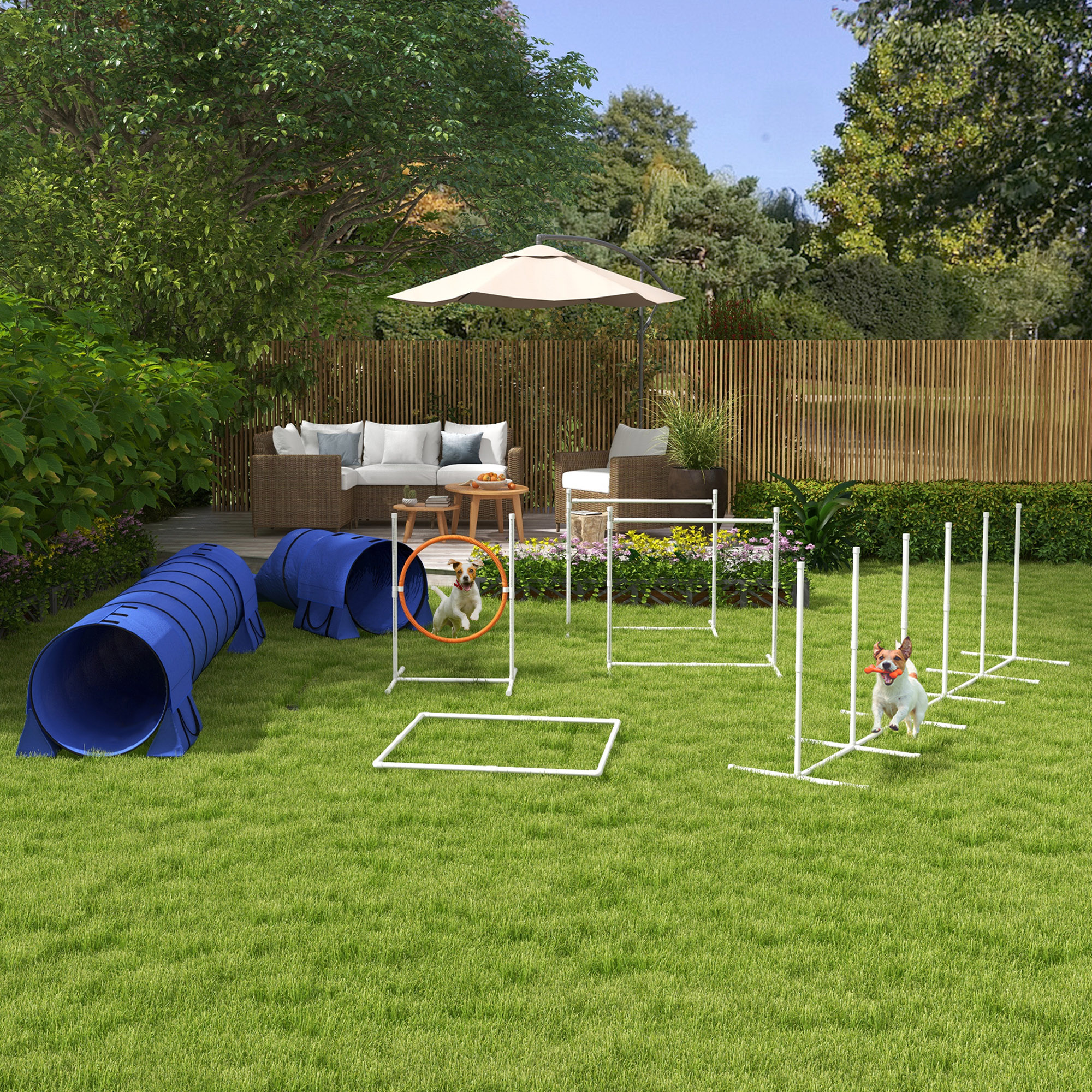 Equipo de Entrenamiento de Agilidad para Perros 7pcs con Túneles, Varillas de Tejido y Obstáculos Ajustables — imagen 7