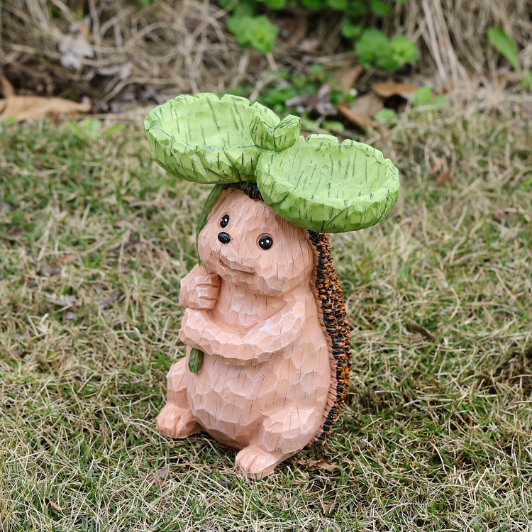 Estatua de Hámster de Resina para Jardín con Hojas y Comida para Pájaros - Decoración Creativa para Regalos o Ornamentos — imagen 3