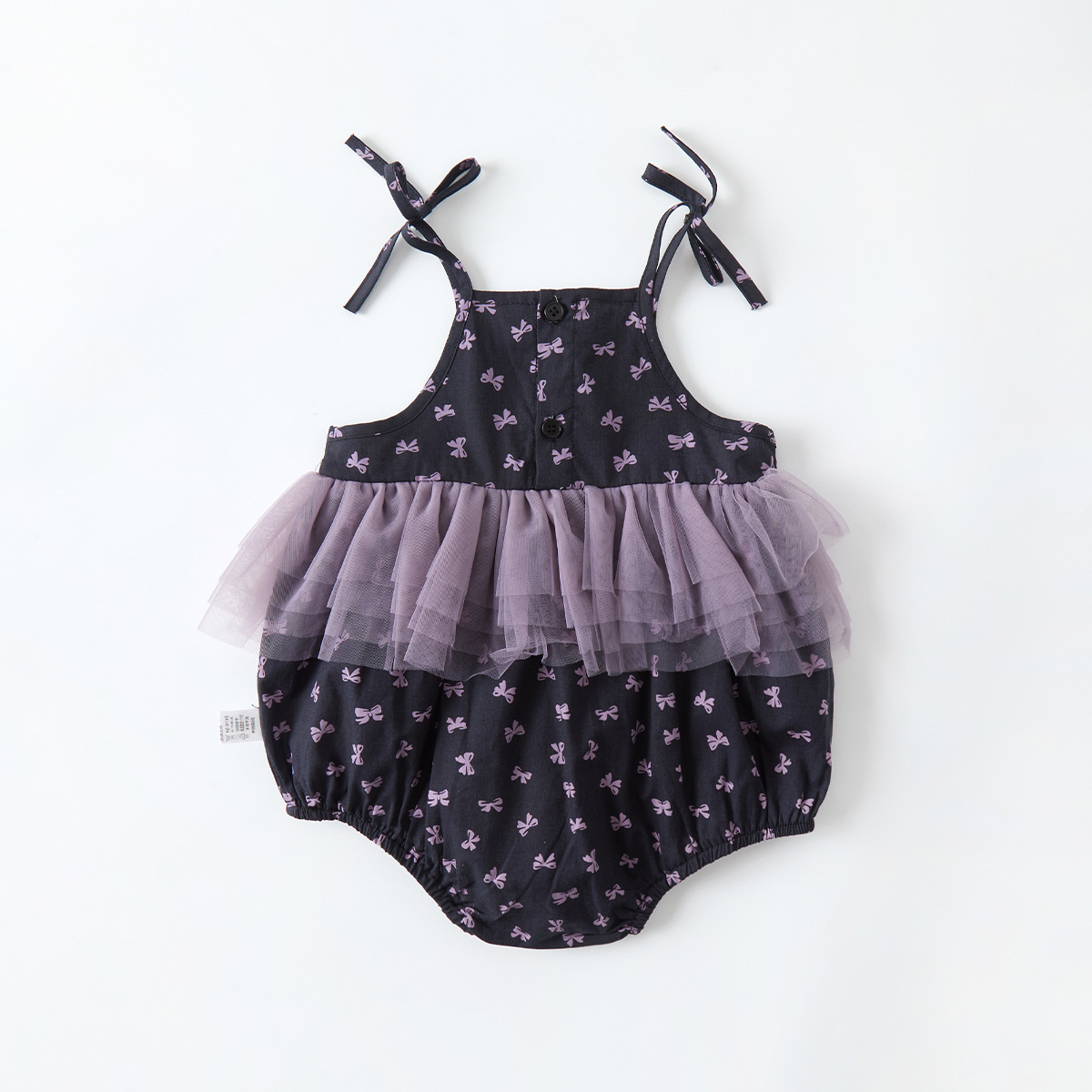 Baby Mesh Strap Romper Thin Print Butterfly Knot Onesie Bodysuit — image 5