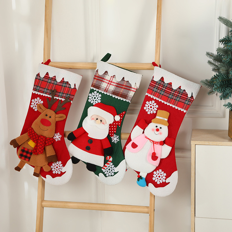 Christmas Day Decoration Cartoon Old Man Elk Snowman Window Decoration Cute Home Christmas Style Gift Bag Hanging Socks — image 2