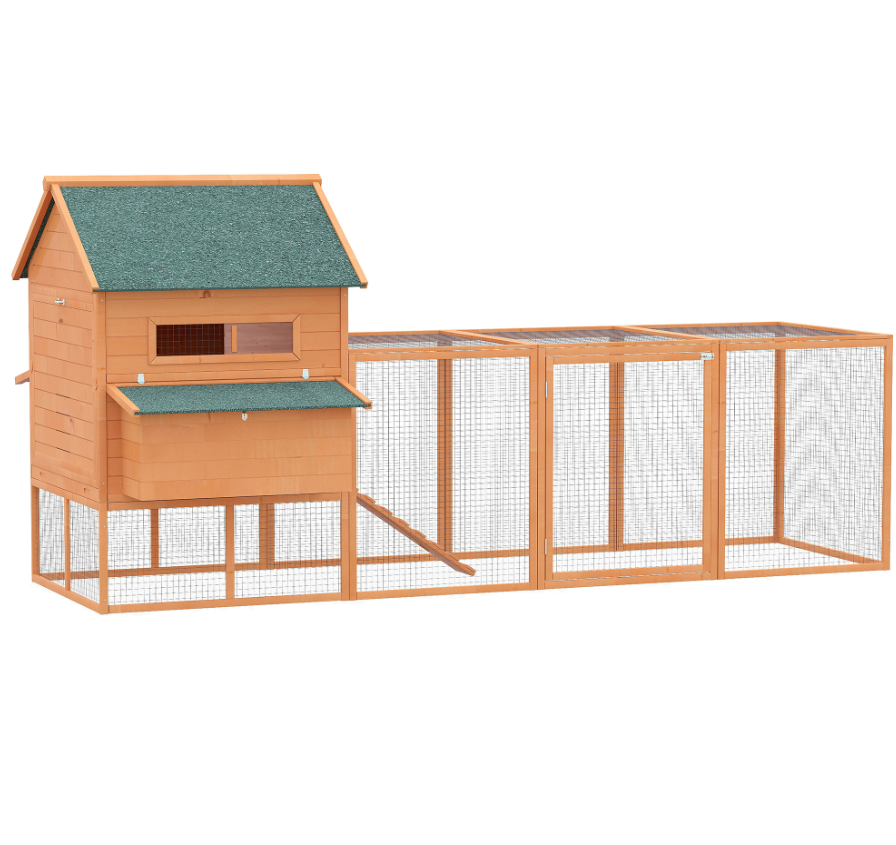 137 Chicken Coop For 8-10 Chickens, Wood Chicken House, Lockable Chicken Coop Kit With Nesting Box & Run, For Backyard, Orange — image 2