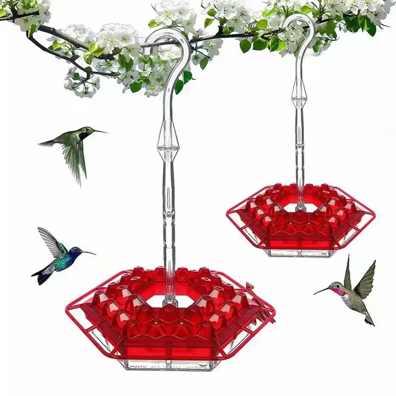 Wild Bird Feeder Hanging Hexagonal Bird Feeder with Hook Hummingbird Feeder Garden Bird Feeder Pet Forest Water Dispenser — image 3