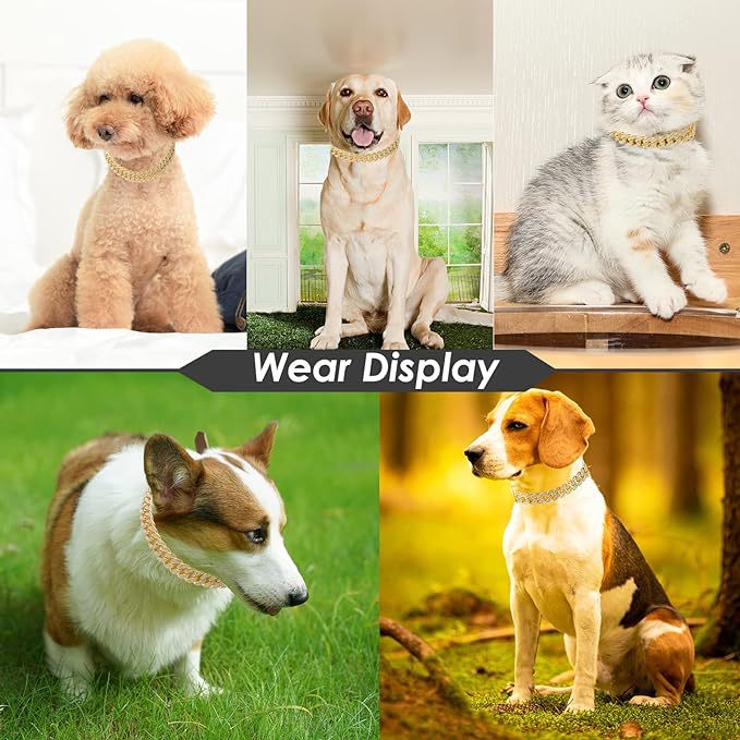 Cuban chain zinc alloy pet jewelry large gold necklace collar small cat decorative chain small cat dog chain — image 1