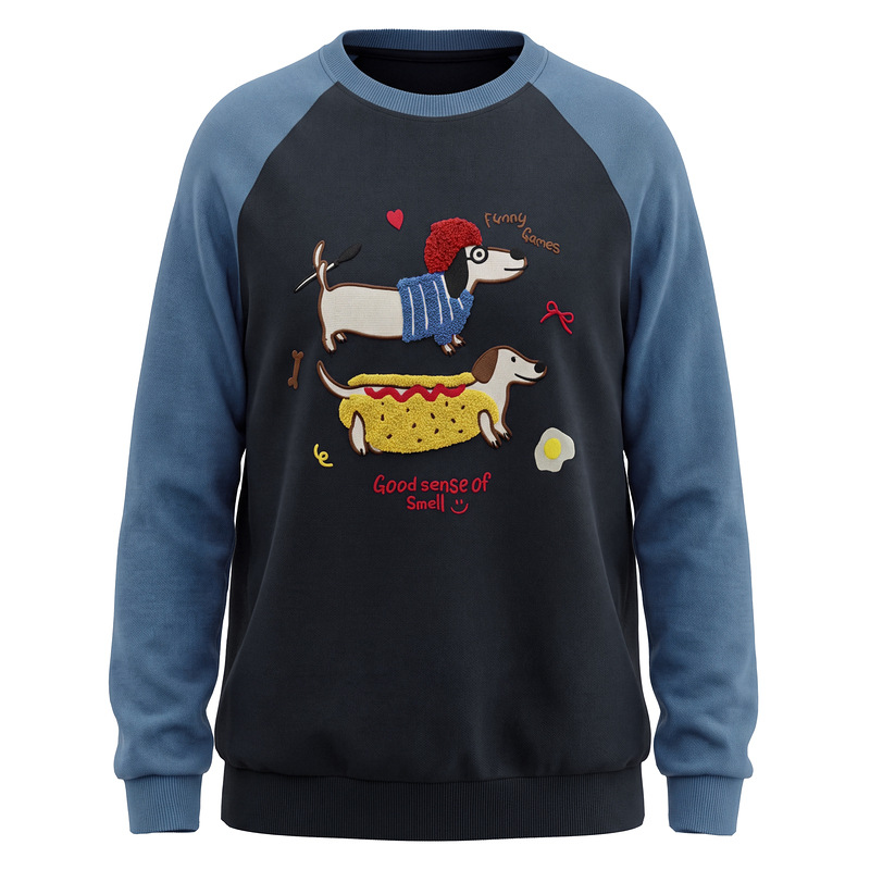 Cartoon sausage dog plush hoodie for women — image 2