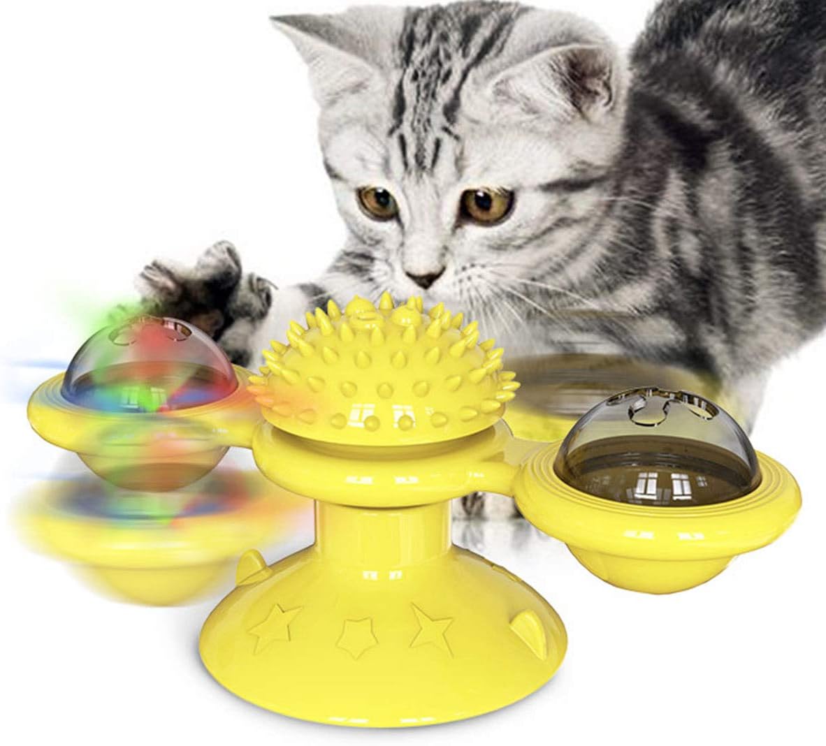 Animal Doll Stuffed Cat Pet Catnip Grass Toy Interactive Windmill Cat Toys With Catnip Cat Toys For Indoor Cats Funny Kitten Toys With LED Light Ball Suction Cup Cat Nip Toy For Cat Chew Exerc — image 8