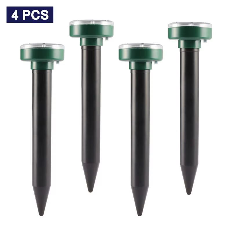 4 Piezas de Repelente Ultrasónico Solar para Ratones, Topos y Roedores, con Luz LED, Lámpara Repelente para Jardín y Patio — imagen 1