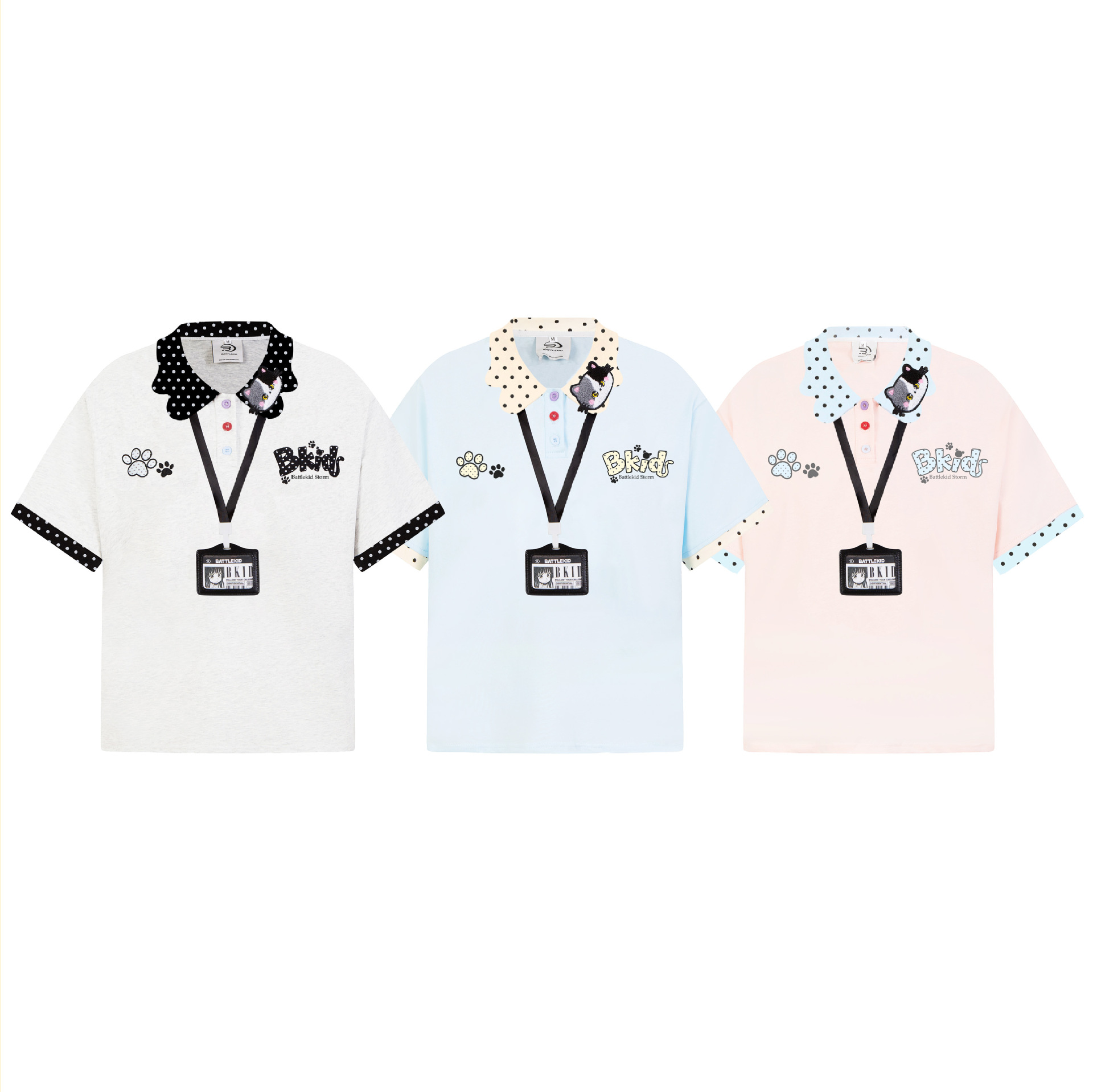 Camiseta de Polo con Dots Coloridos y Solapa de Gato de Dibujos para Mujer, Corte Relajado Corta Manga — imagen 6