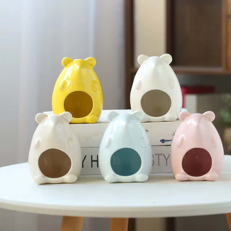 New Hamster Nest Ceramic Golden Bear Evacuation House Summer Physical Cooling Cool House Hamster Pet Nest Ceramic Pet Supplies — image 1