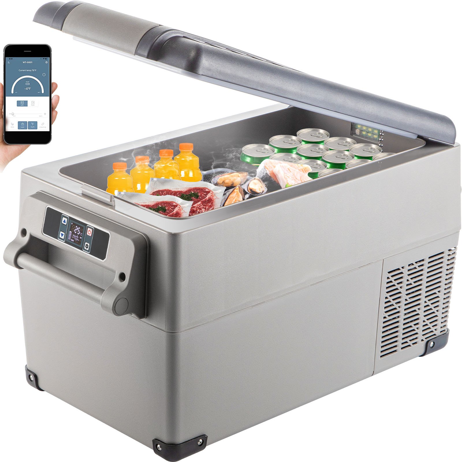 Portable Refrigerator 37 Quart(35 Liter), 12 Volt Refrigerator App Control(-4℉~68℉), Car Refrigerator Dual Zone With 12/24v DC & 110-240v AC For Camping, Travel, Fishing, Outdoor Or Home Use — image 1