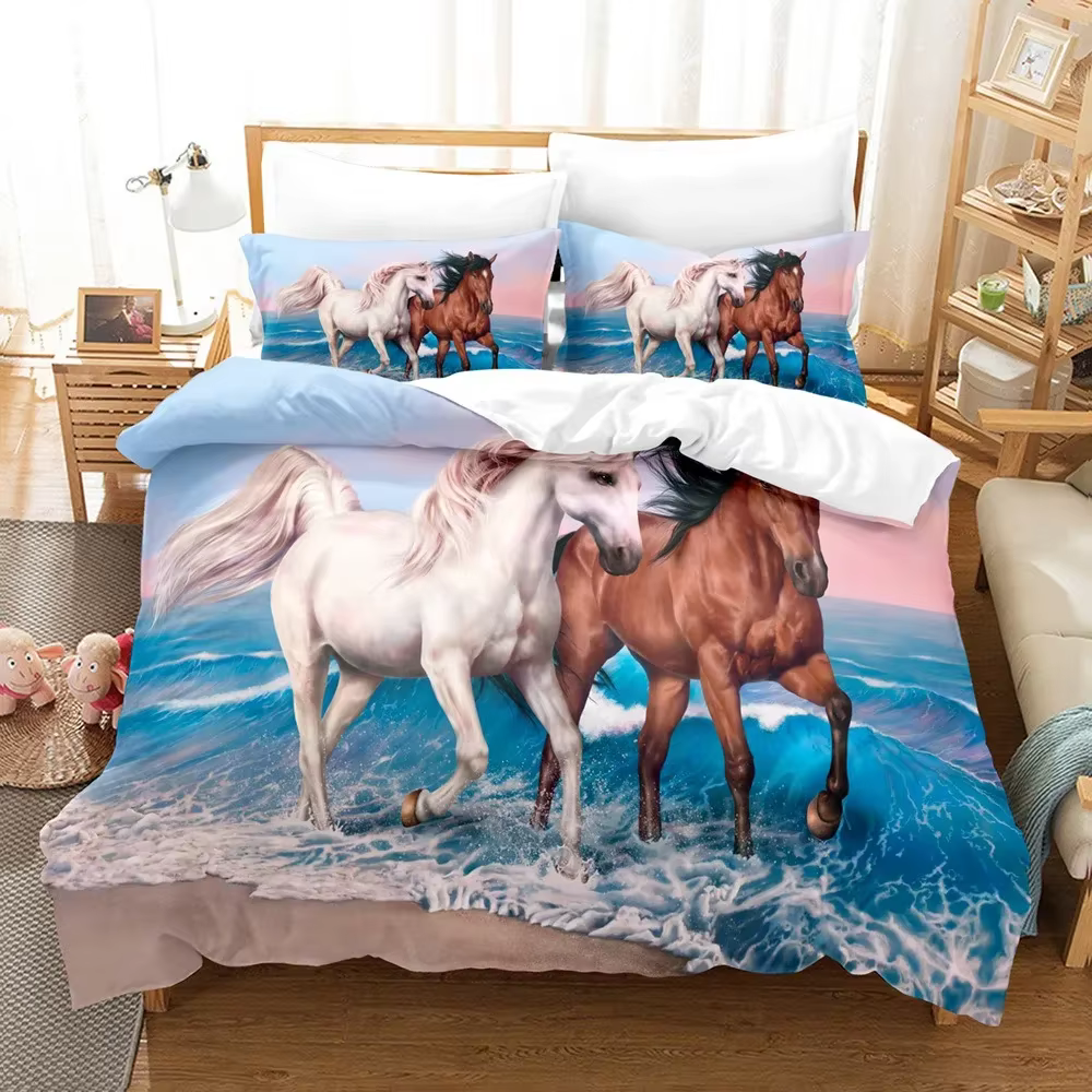 Animal Horse Bedding Sets Quilt Bed Cover Comforter Duvet Cover Pillow Case 2-3 Pieces Sets Kids Adult Bedroom Decoration — image 6