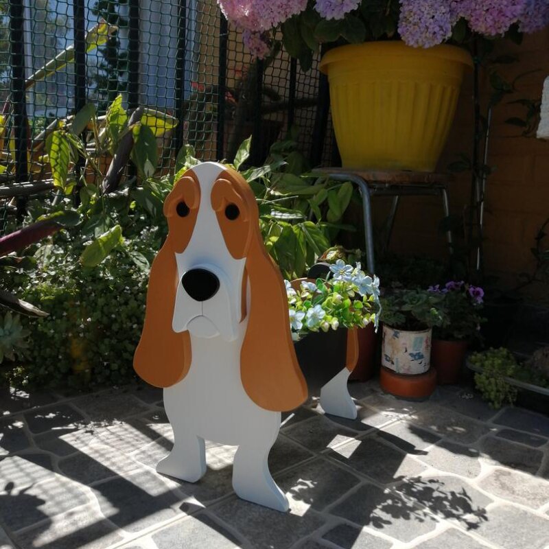 New Supply Garden Art Decoration Dog Flower Pot Planter Cat Stand Flower Pot — image 7