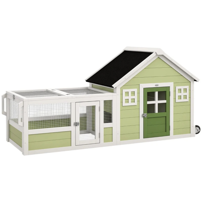 Rabbit Hutch With Asphalt Roof, Handle, Wheels, Multicolo — imagen 2