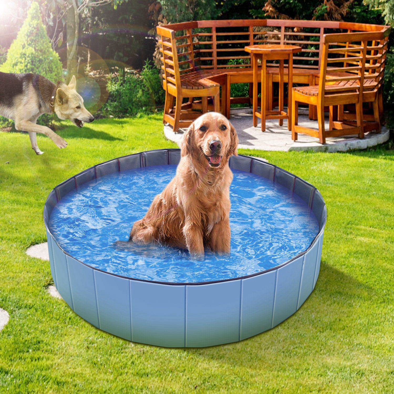 Piscina de Natación Portátil para Mascotas 160x160x30cm - 63.0x63.0x11.8 pulgadas — imagen 11