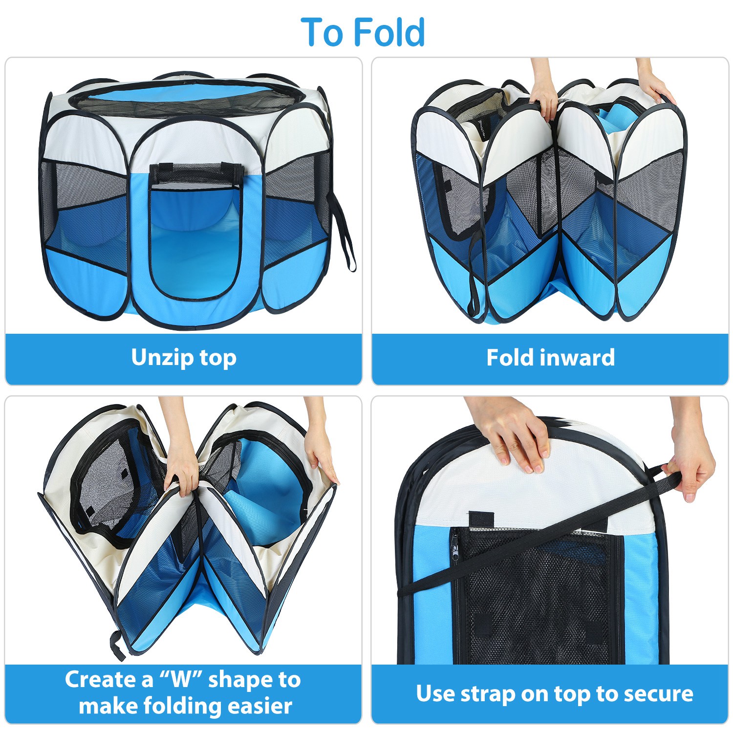 Opciones Rosa y Azul - 1 Pieza de Tenda Portátil Plegable para Mascotas, Caja de Ejercicio con Cierre de Correa Superior e Inferior Removible y Resistente al Agua para Uso Interior y Exterior en Perros, Gatos y Otras Mascotas — imagen 5
