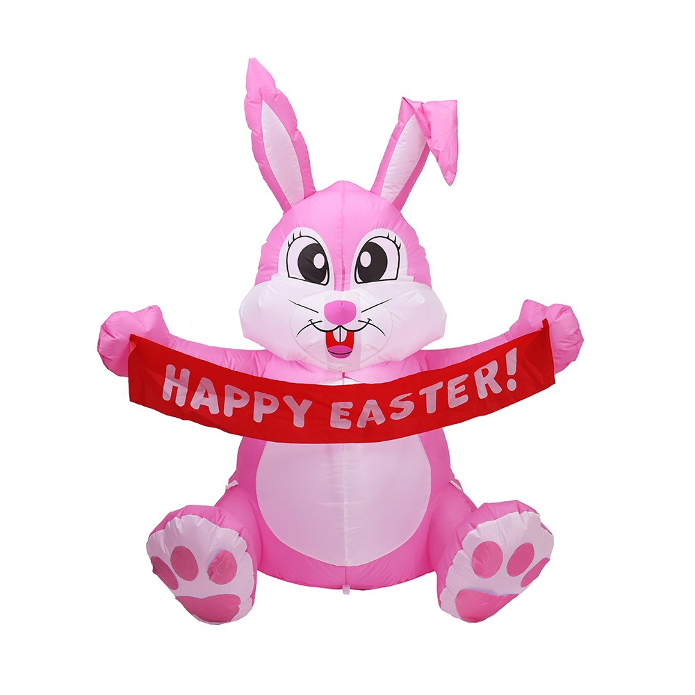 Conejo de Pascua Inflable de 1.5 Metros, Color Rosa, Iluminación LED, Decoración de Jardín para Semana Santa — imagen 2