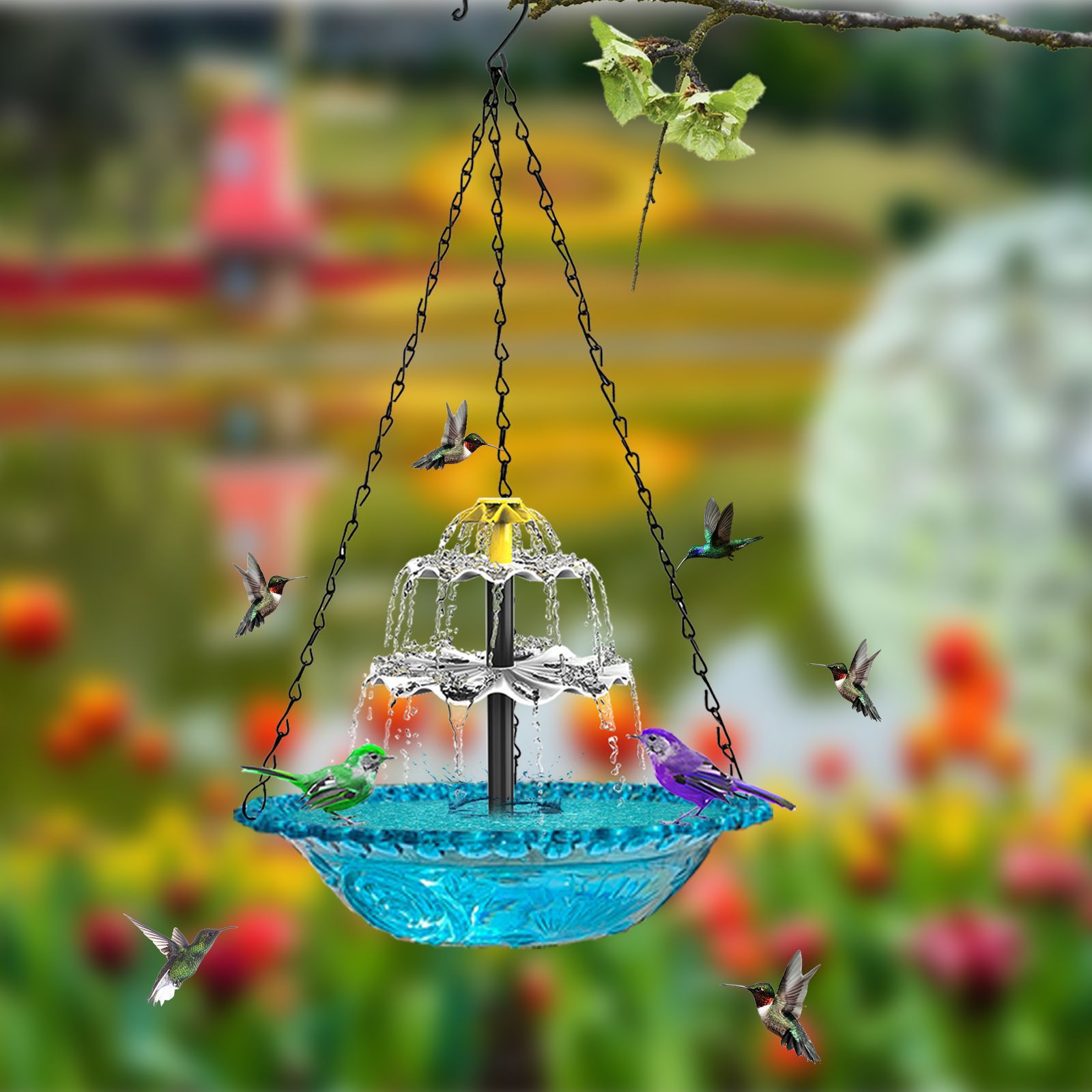Fuente de Piscina Colgante Cascada Solar para Aves — imagen 5