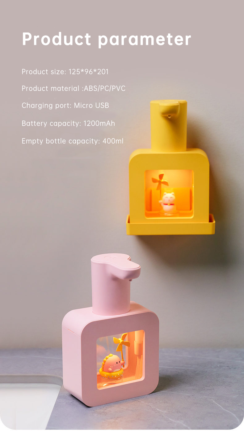 Cute Cat Rechargeable Touchless Automatic Soap Dispenser 400ml Kids foam Soap Dispenser with Night Light — image 9