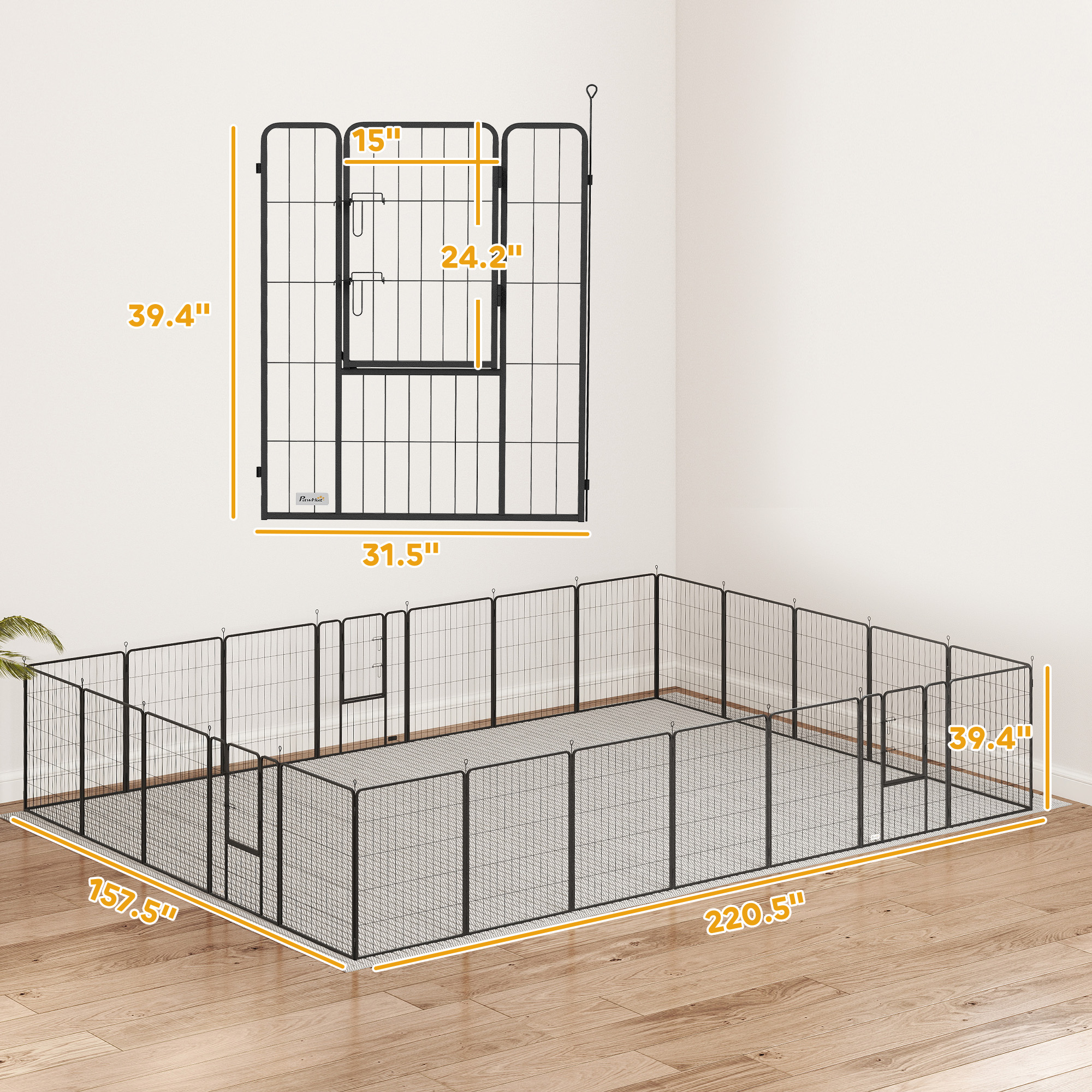 Cubo de Juego para Perros Indoors y Outdoors, 24 Paneles 99 cm Altura, Caja de Ejercicio con Puerta Conectable, Color Gris — imagen 4