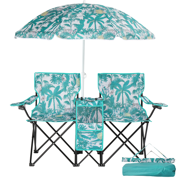 Pineapple Pattern Fishing Chair Iron Bracket Oxford Cloth 85kg With Sun Umbrella — imagen 15