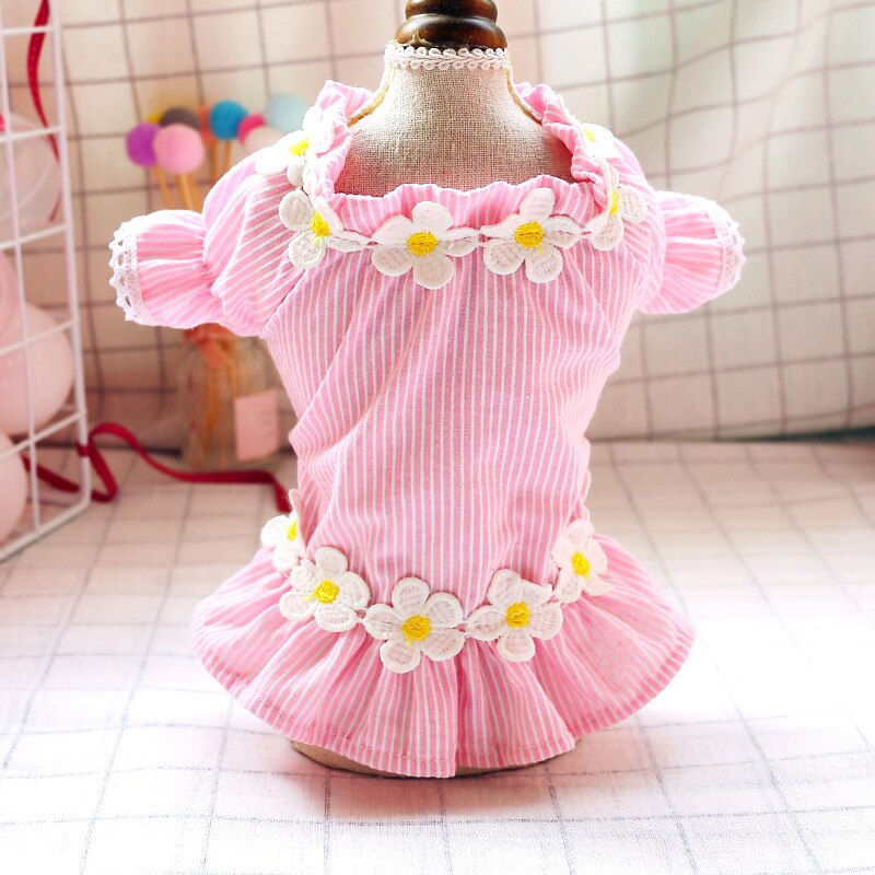 Pet Dog Clothes Cat Spring and Summer New Teddy Bichon Striped Frangipani Cardigan Leisure and Comfortable Flower Dog Clothes — image 9
