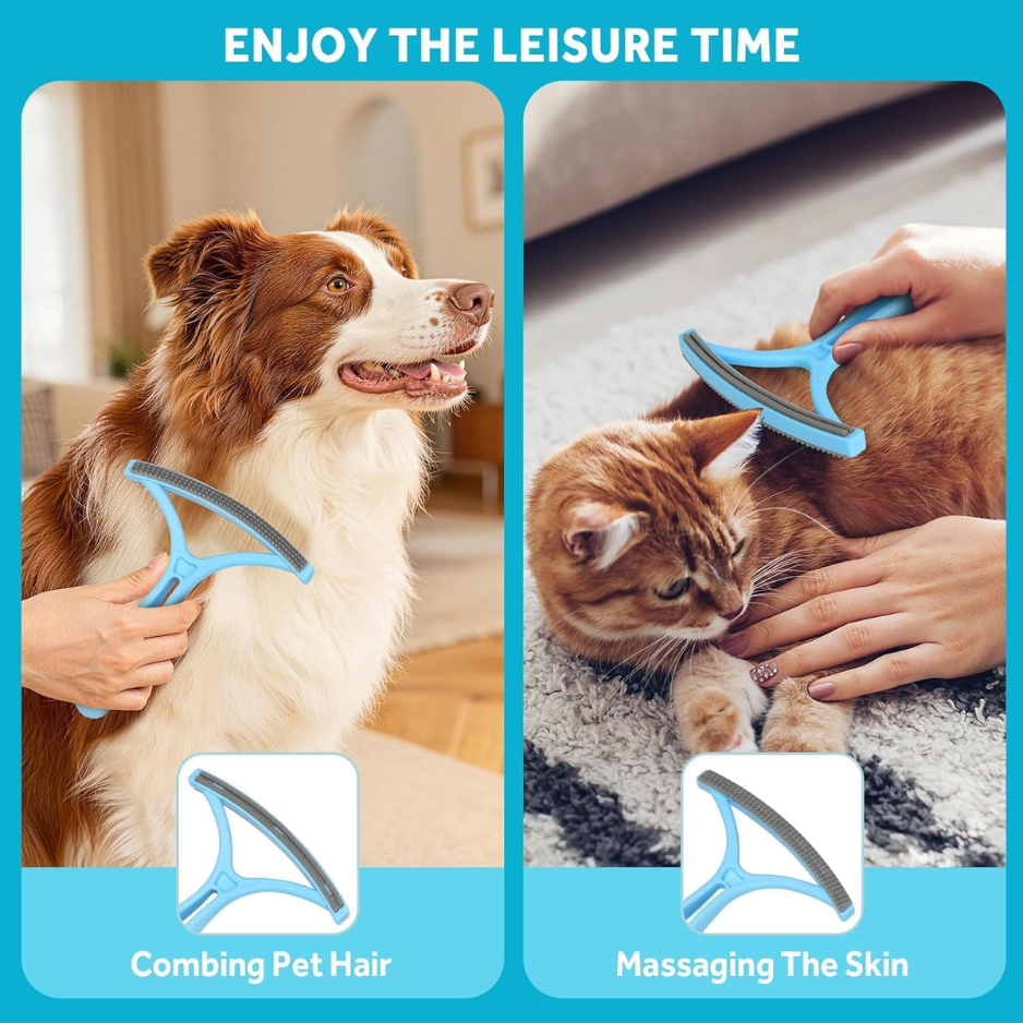 Pet Hair Remover Kit Reusable Brush For Car Seats, Furniture Clothes Rotatable 52cm Handle, Built-in Tail Brush For Tight Gaps, Silicone Massage — image 5