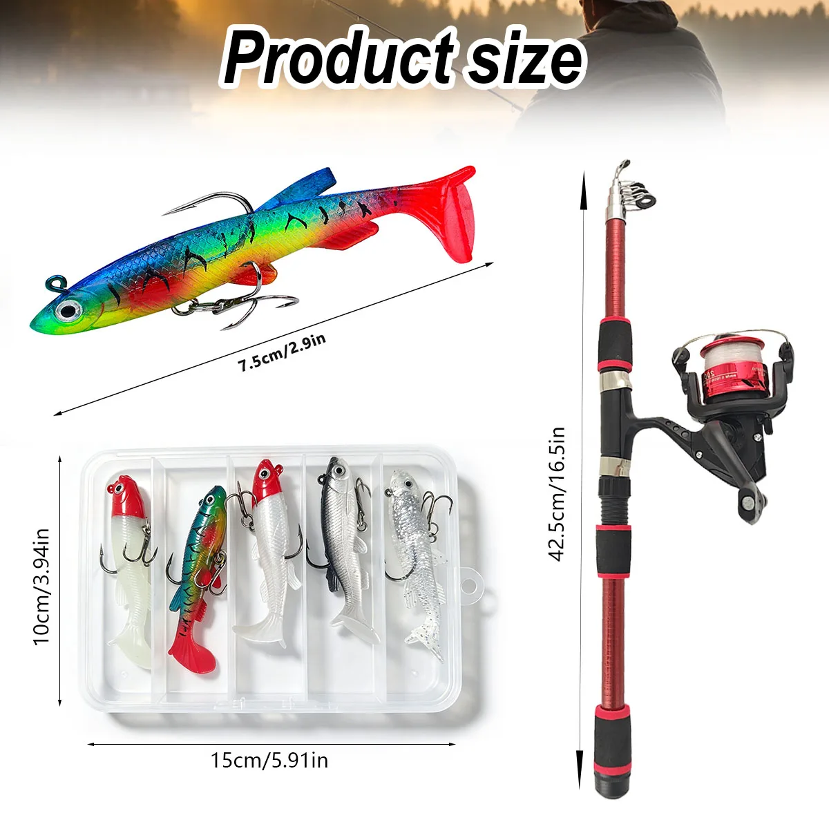 Telescopic Fishing Rod Reel Combo with Swimbaits Tackle Kit Freshwater Saltwater Fishing Pole Beginner Fishing Kit — image 4