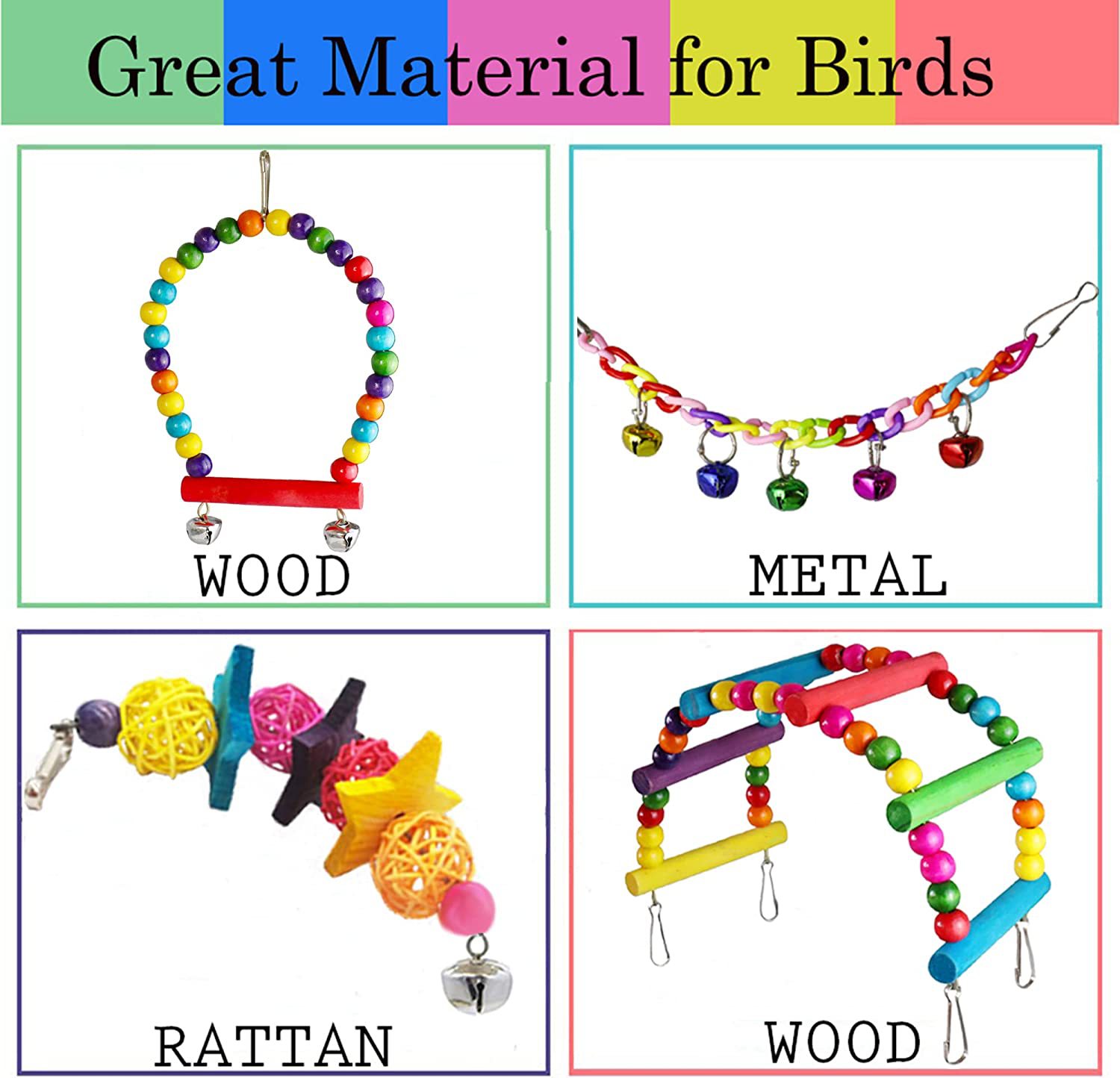 7PCs Parrot Toys Bird Cage Accessories — image 1