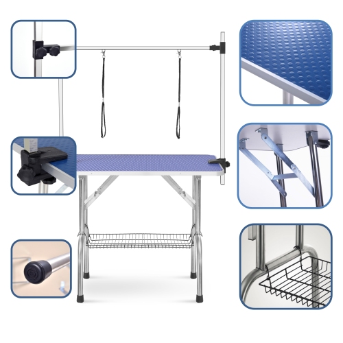 Mesa de Peluquería Plegable de 36 Pulgadas para Perros y Mascotas, Mesa de Aseo Ultra Resistente de Acero Inoxidable para Perros y Gatos — imagen 5