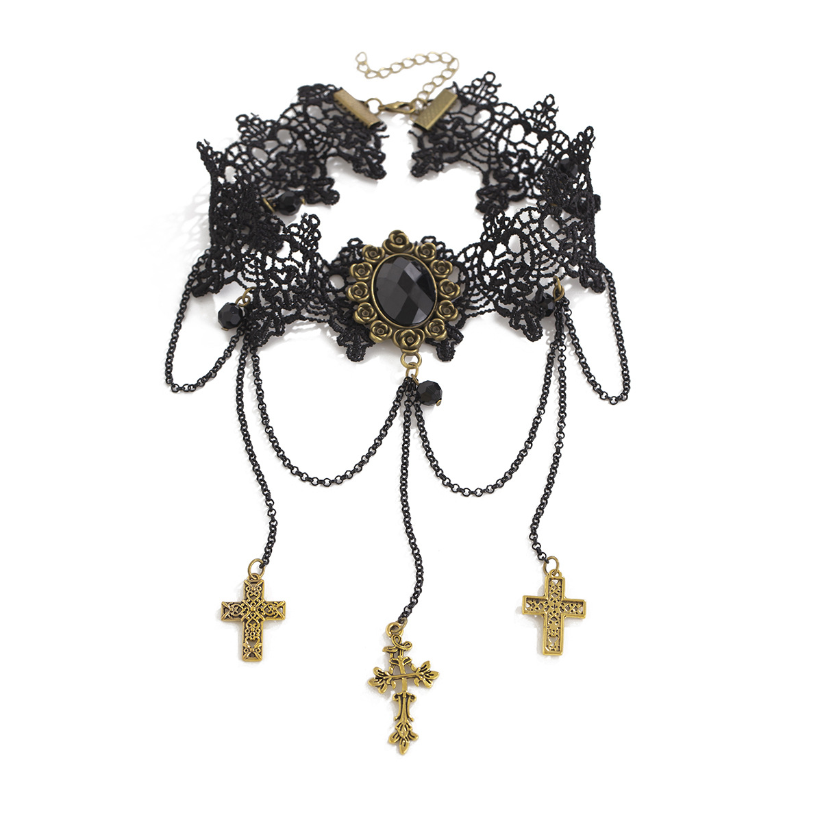Collar de Cuerda con Red de Araña para Fiesta de Calabaza - Joya de Niña Fuego con Gotas de Cristal y Cadena de Clavícula — imagen 5
