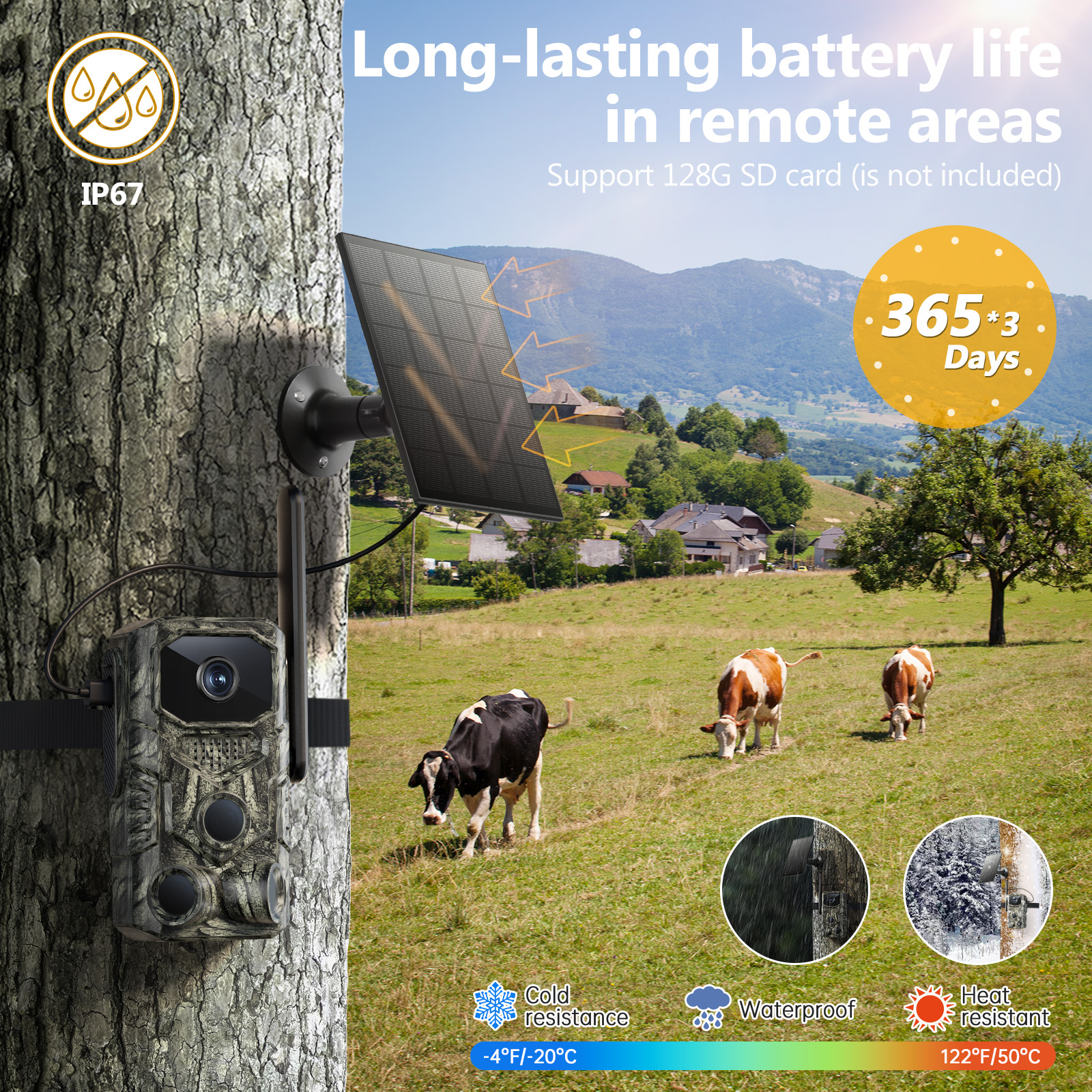 Cámara de Caza GPS 4G para Exteriores, Gran Angular 4MP, Camuflada, Monitoreo de Vida Silvestre y Venados, Cámara de Caza Solar — imagen 2