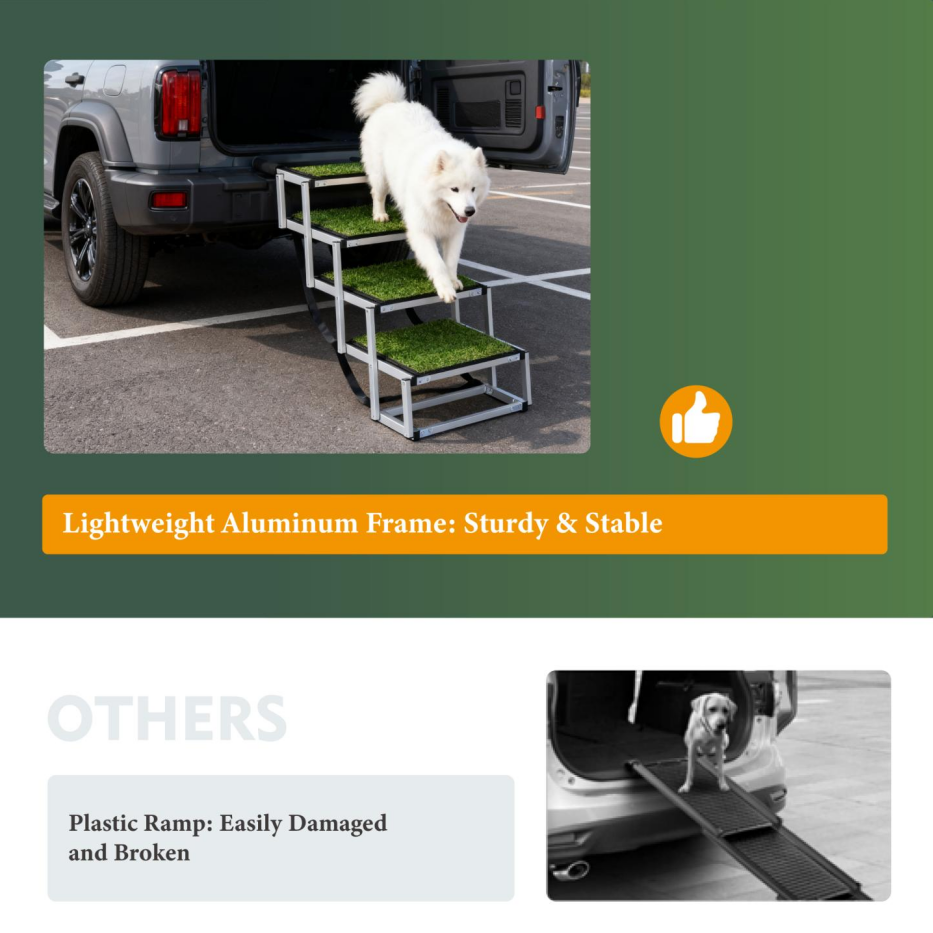 Foldable Dog Ramp For Cars, SUVs, Trucks, Portable Pet Dog Stairs For Large Dogs With Non-Slip Surface & Reinforced Design, Lightweight Yet Sturdy Supports Up To 250lbs — imagen 11