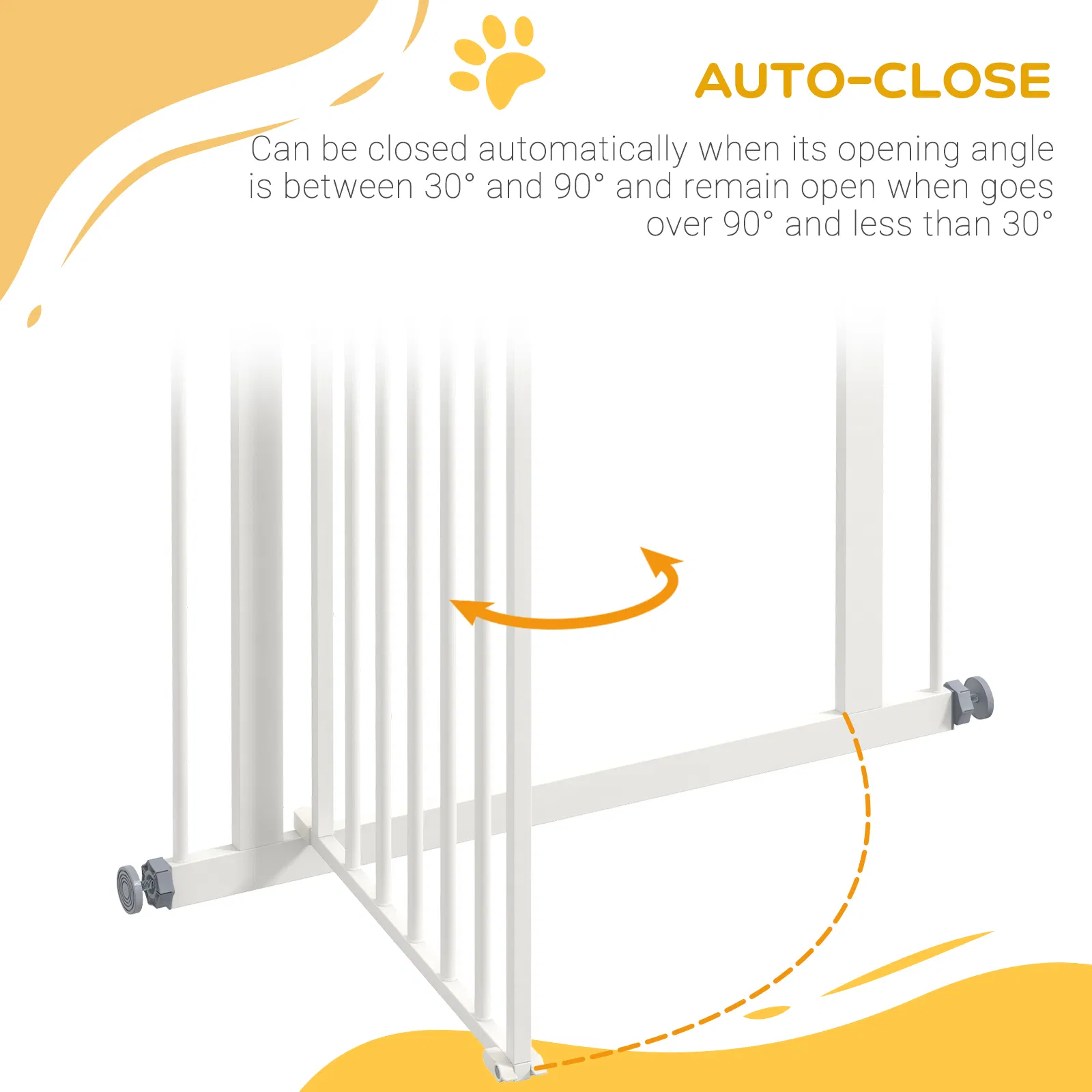 Extra Tall Dog Gate with Door, Pressure Fit, Auto Close, Double Locking for Doorways Hallways Stairs, 29"-32", White — image 4