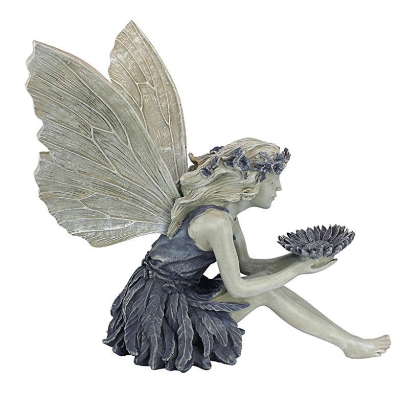 Flower Fairy Statue Angel Garden Goddess Bird Feeder Sculpture Decoration Garden Lawn Courtyard Resin Crafts — image 2