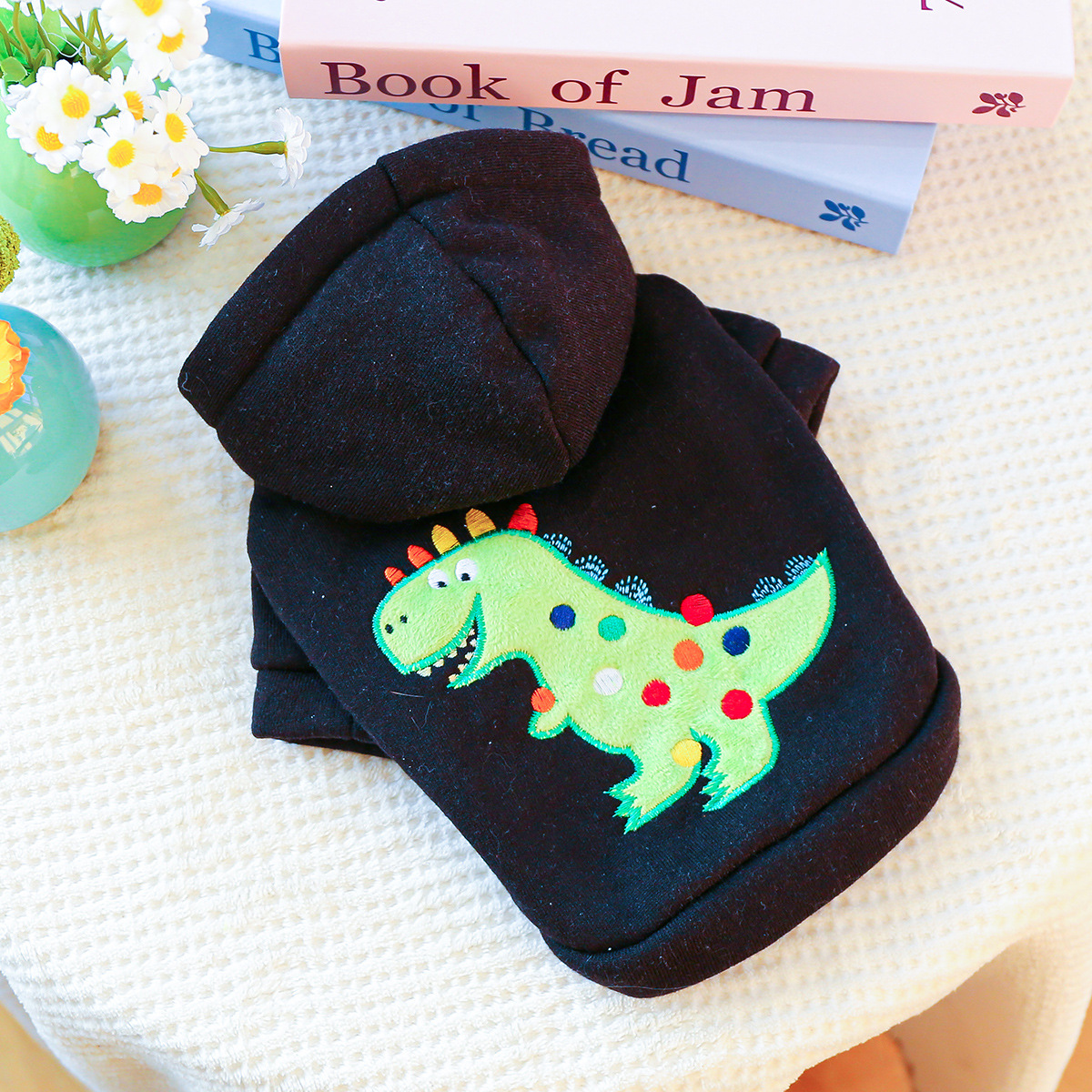Pet Clothes Halloween Dinosaur Costume Medium and Small Sized Hooded Embroidered Rainbow Dinosaur Sweatshirt — image 5