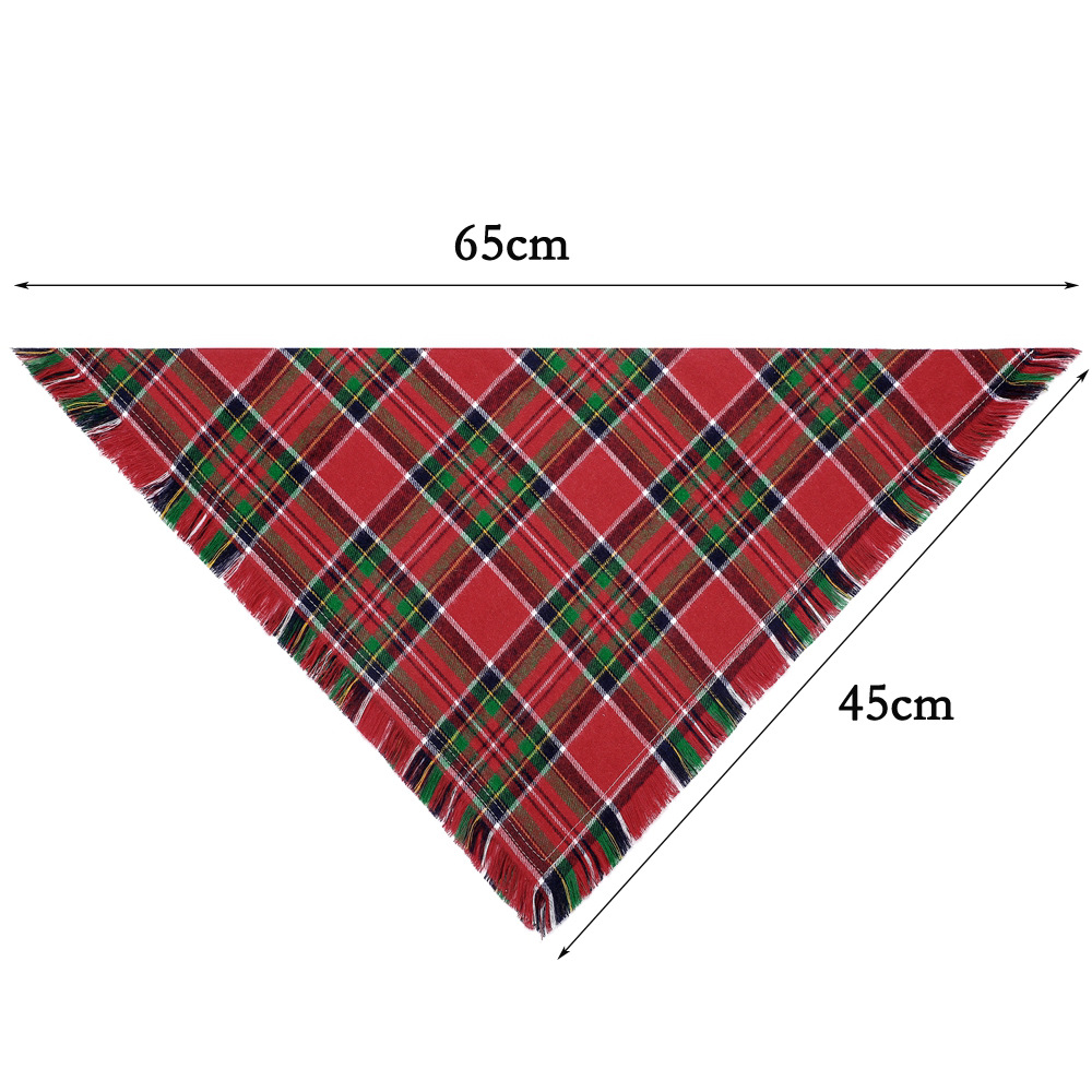 Vivifying Fall Dog Bandana With Tassels Edges Classic Plaid Triangle Dog Apparel Accessories Unny Dog Scarf Costume For Thanksgiving Photo Prop And Party Decor — image 6