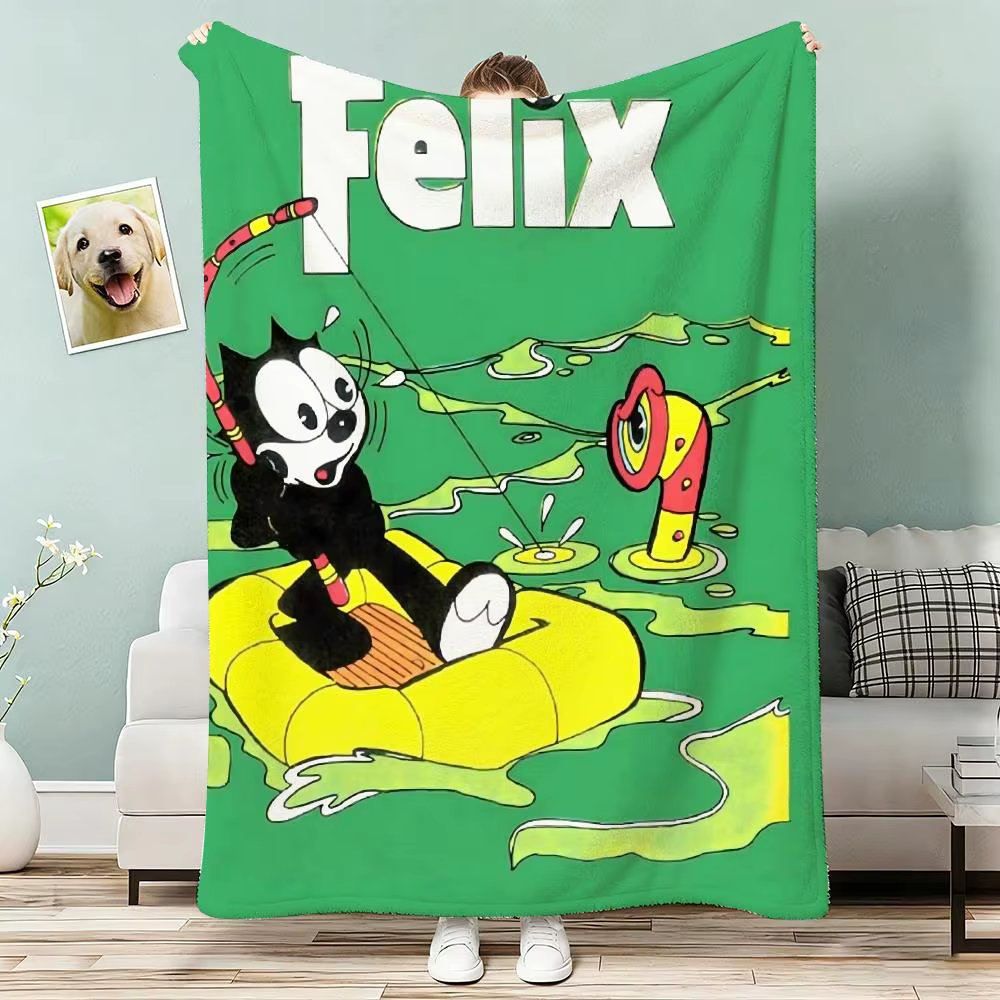Felix the Cat Throw Lightweight 240g Flannel Blanket Soft Skin-friendly for Summer Cooling — image 4