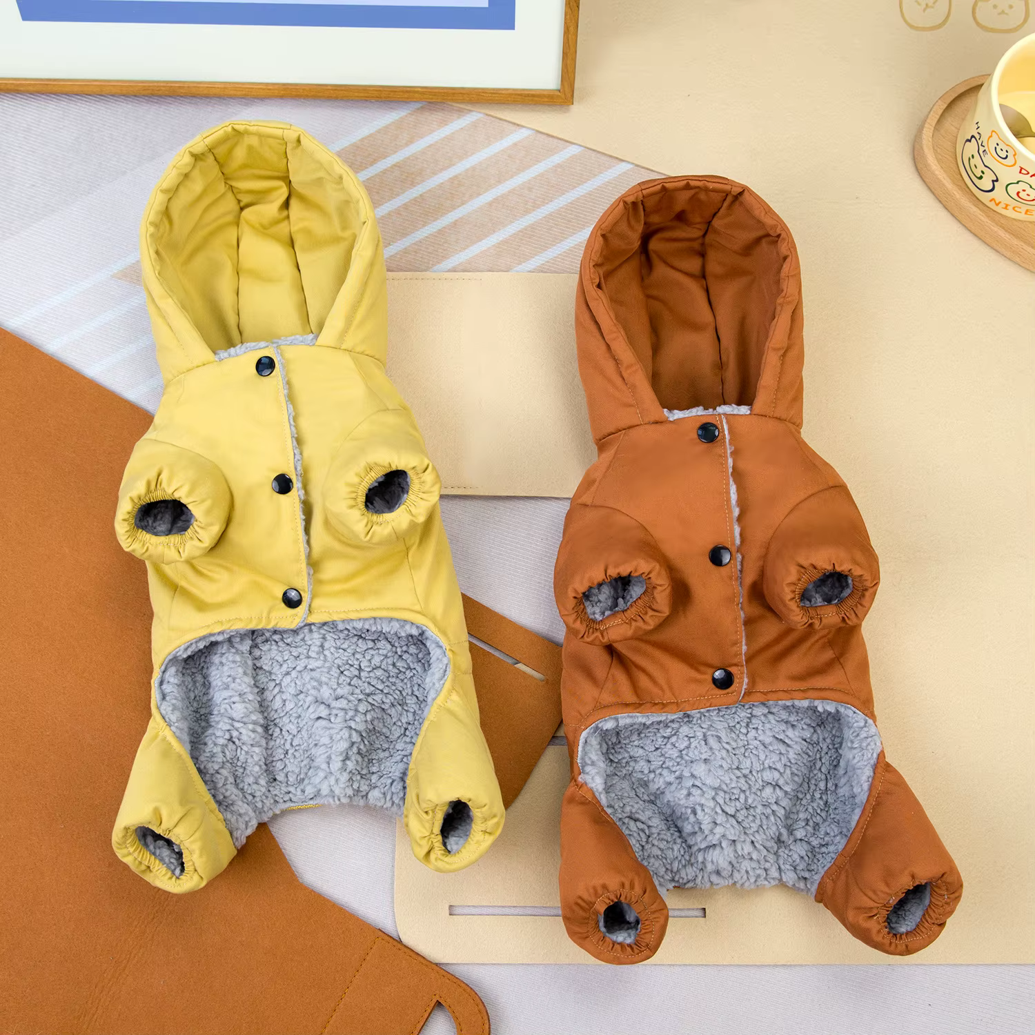 Pet clothes pet dog fotton-padded coat autumn and winter new pet clothing 24 college four-legged cotton-padded coat — image 2