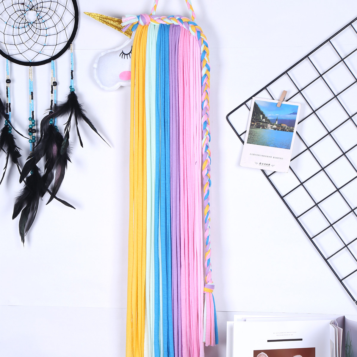 Unicorn Dream Catcher Cloth Strip Cartoon Pendant Children's Room Wall Decoration Hanging — image 3