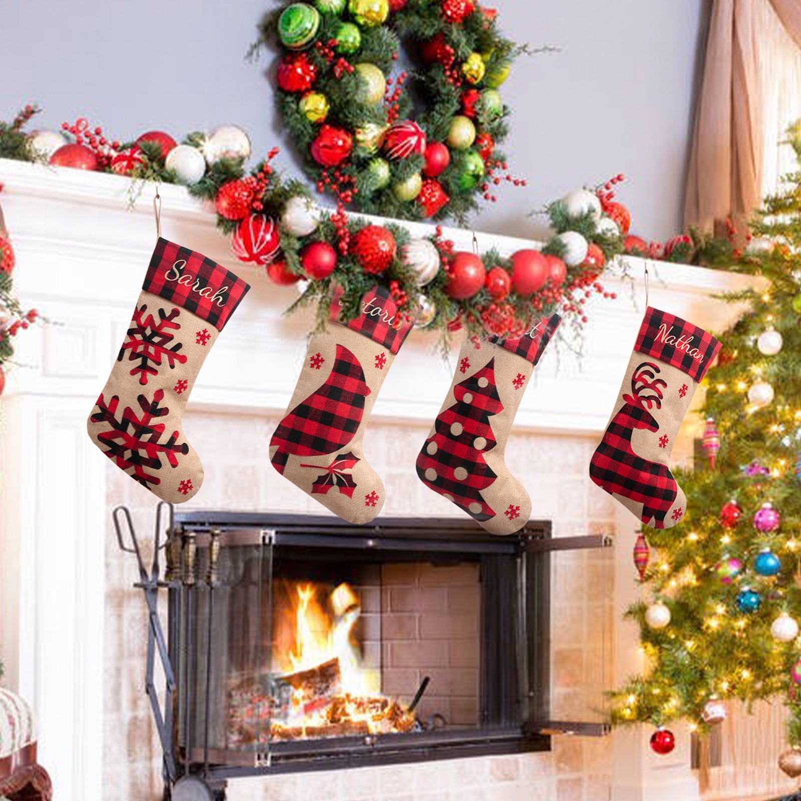 Christmas Decoration Large Machine Embroidered Christmas Socks Christmas Gebu Elk Snowflake Children's Gift Socks Pendant — image 9